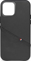 DECODED Back Cover Card Case iPhone 12 Pro Max - Full Grain Leer, Schokbestendig, Kaartslot voor 3 Pasjes (Zwart)