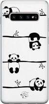 Samsung Galaxy S10 siliconen hoesje - Panda - Soft Case Telefoonhoesje - Zwart - Print