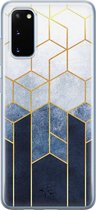 Samsung Galaxy S20 siliconen hoesje - Geometrisch fade art - Soft Case Telefoonhoesje - Blauw - Print