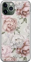 iPhone 11 Pro Max hoesje - Klassieke bloemen - Soft Case Telefoonhoesje - Bloemen - Beige