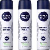 NIvea Men Sensitive 48H Deo Spray 0% Alcohol - Voordeelverpakking 3 x 150 ml