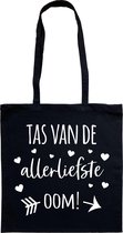 Tas - katoenen tas - oom - Tas van de allerliefste oom! - lange hengsels - boodschappentas - big shopper - stuks 1 - zwart