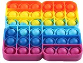 Dielay - Pop It - Fidget Toy - 11,5 cm - 4 x Vierkant - Regenboog