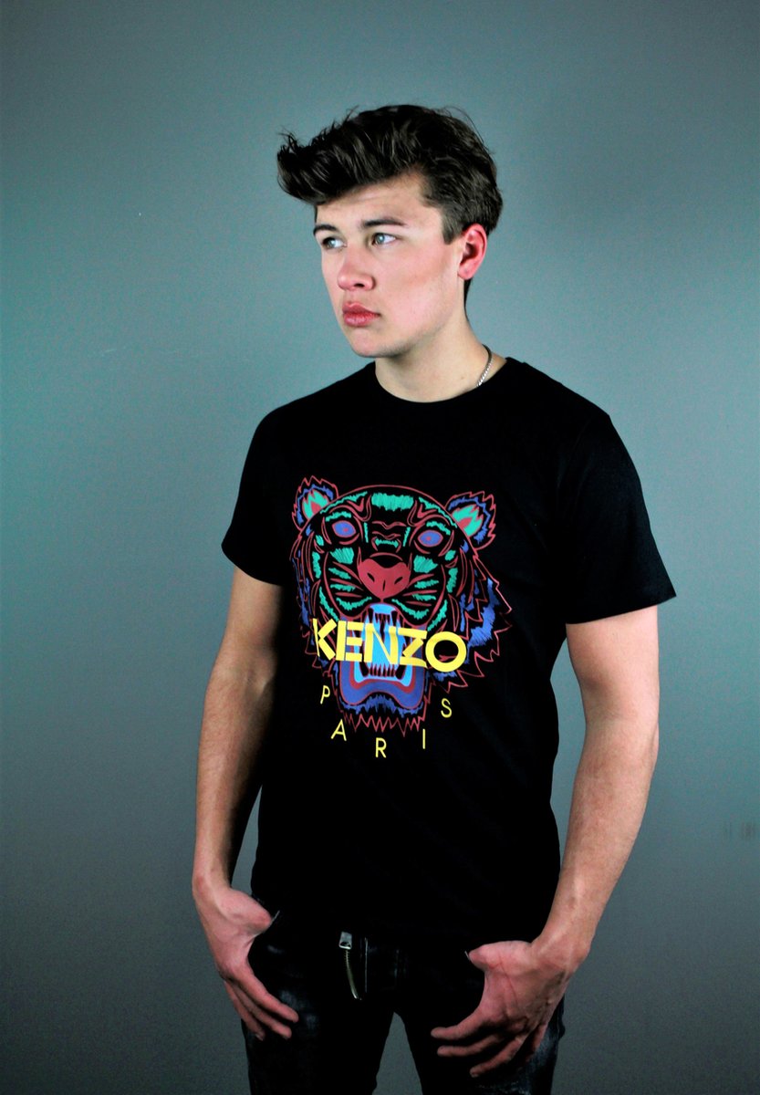 Kenzo Bedrukt Logo T-Shirt |Zwart Rood met Gele Letters |XL | bol.com