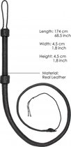 Real Leather Bullwhip - Black - Bondage Toys - Whips