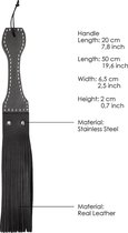 Wooden Handle Belt Whip Flogger Leather - Black - Bondage Toys - Rabbit Vibrators