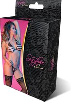 Strappy Bra & G-Set - Black - L/X - Lingerie For Her - 2 Pcs Set