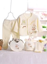 Baby Kleding 5-Delige Set - Geel - Beertjes - Baby Kleertjes - Dieren - Baby Kleding Jongens - Baby Kleding Meisje - Baby Pakje - Unisex