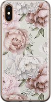 iPhone X/XS hoesje - Klassieke bloemen - Soft Case Telefoonhoesje - Bloemen - Beige