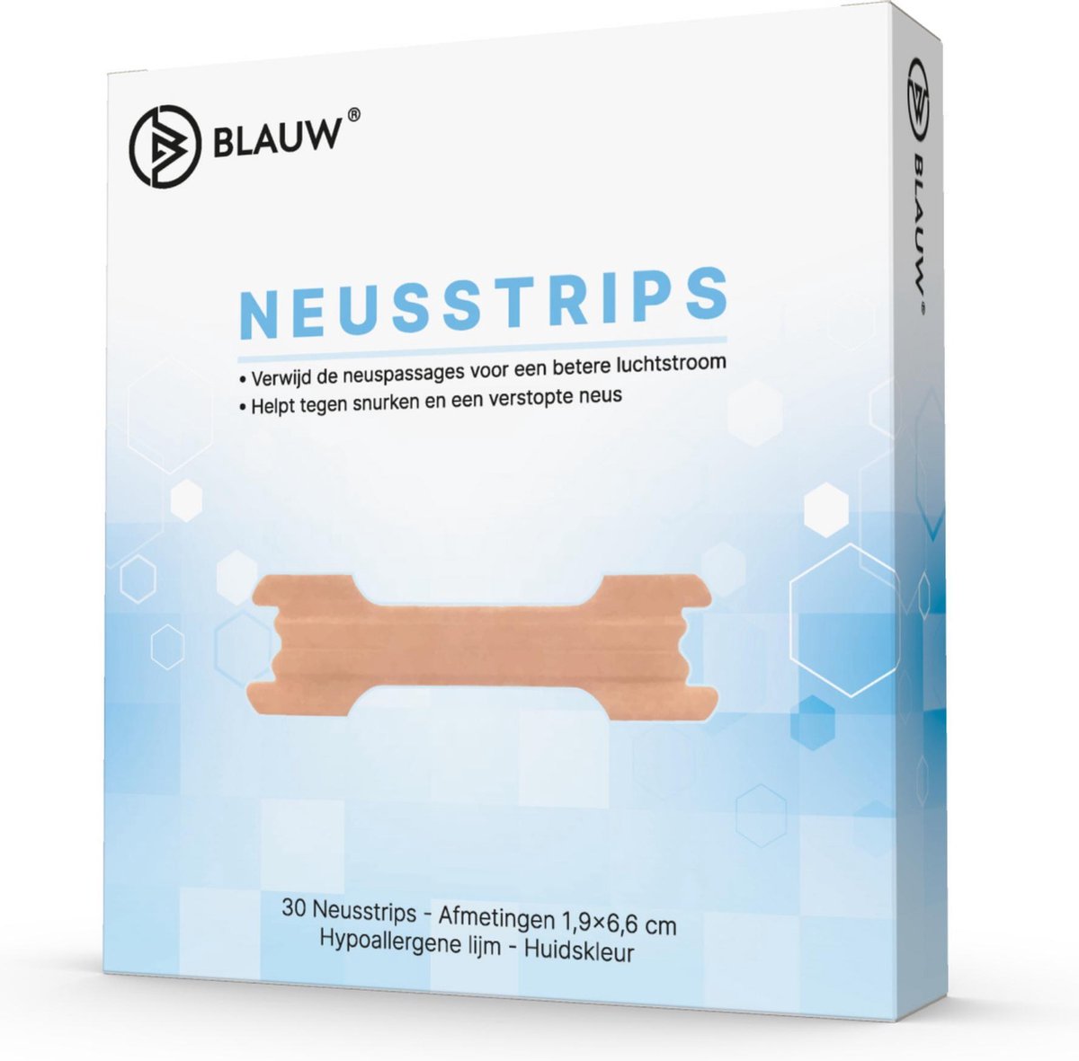 BLAUW® Neusstrips - Neuspleisters - Anti Snurk + E-book - Strips met Hypoallergene Lijm - 30 strips- Snurken - Neusstrips snurken