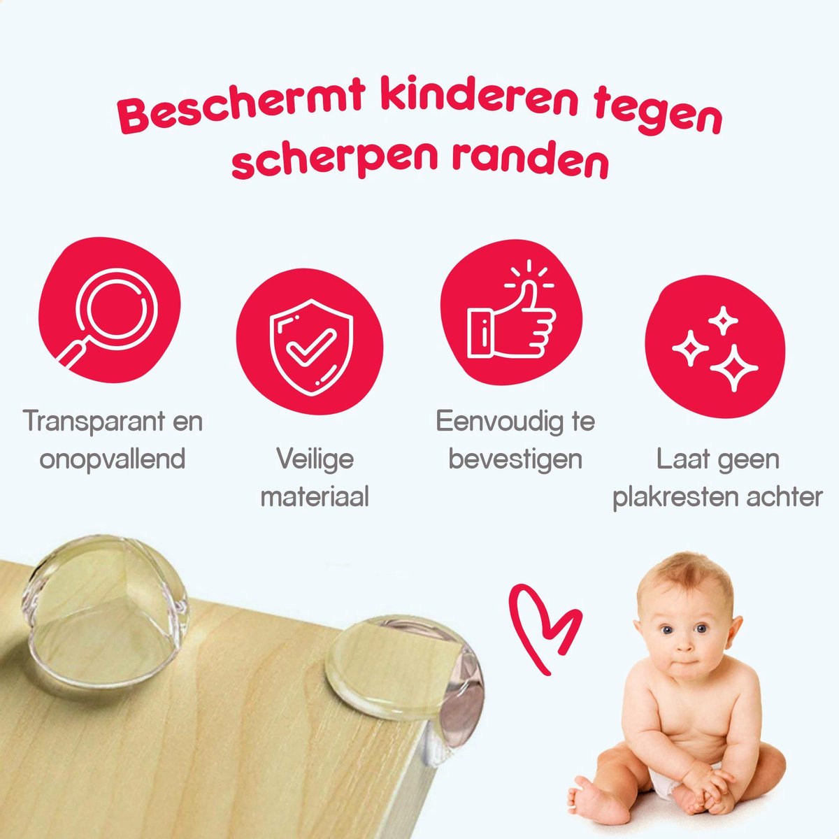 Mibss 20 stuks- safety first hoekbeschermers transparant voor baby en kind