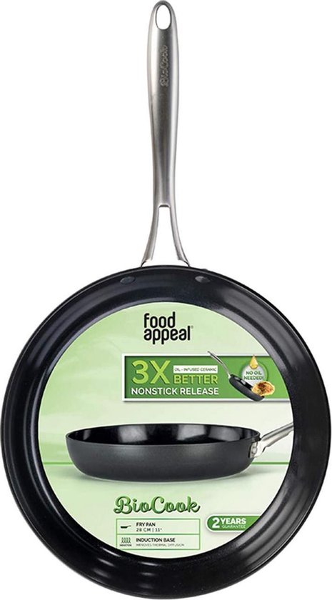 spelen Per mager food appeal BioCook koekenpan, kookpan, inductie pan 28cm | Antiaanbaklaag  met olie |... | bol.com