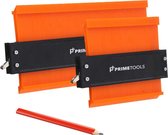 PrimeTools Aftekenhulp met Metalen Lock 2-Pack - 12,5 & 25 CM Contourmal - Profielmal voor Laminaat & Tegels Aftekenen / Meten