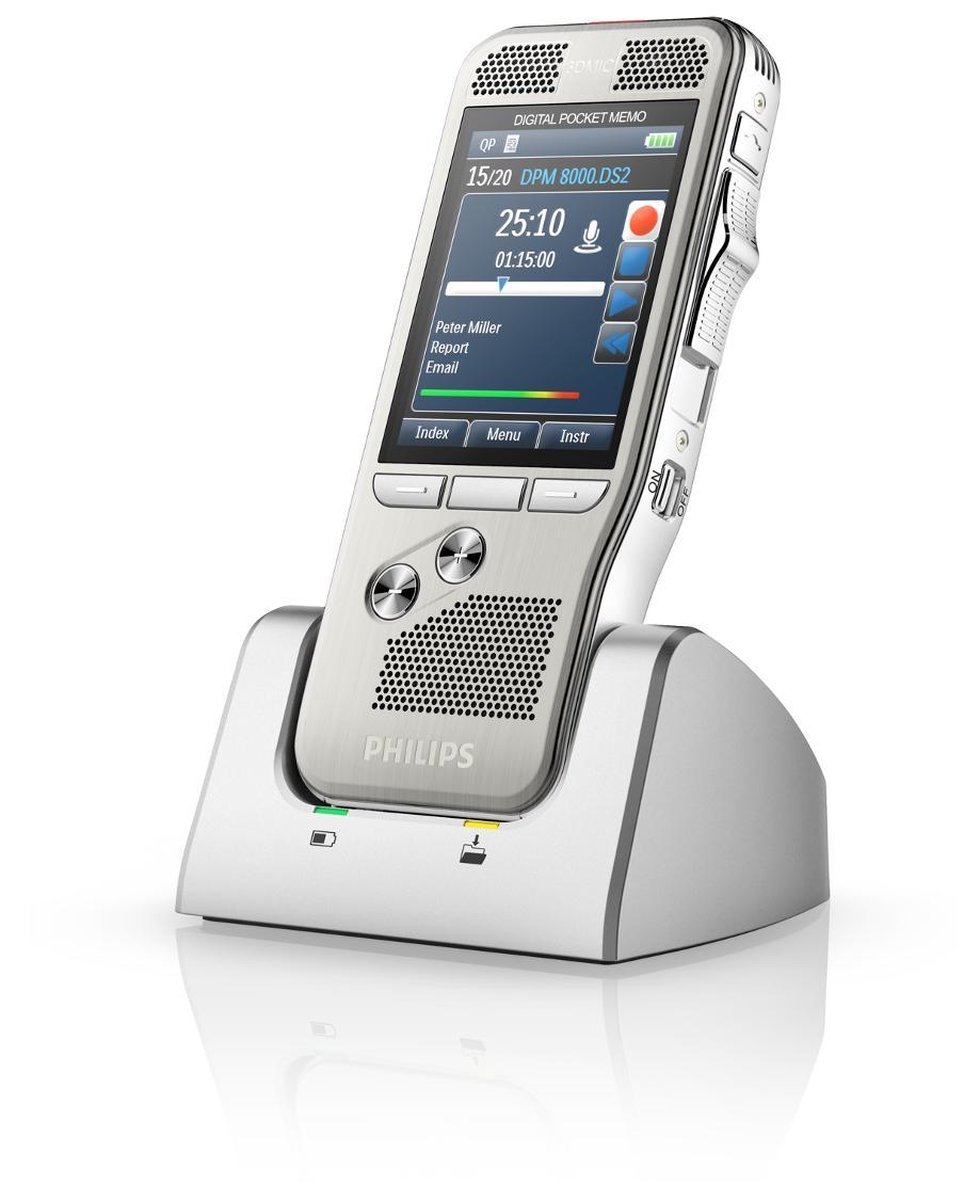 Afbeelding 2 van Philips PocketMemo Dicteerapparaat DPM8100 | Integrator set, Docking station, Bewegingssensor, Ergonomische schuifschakelaar (US)