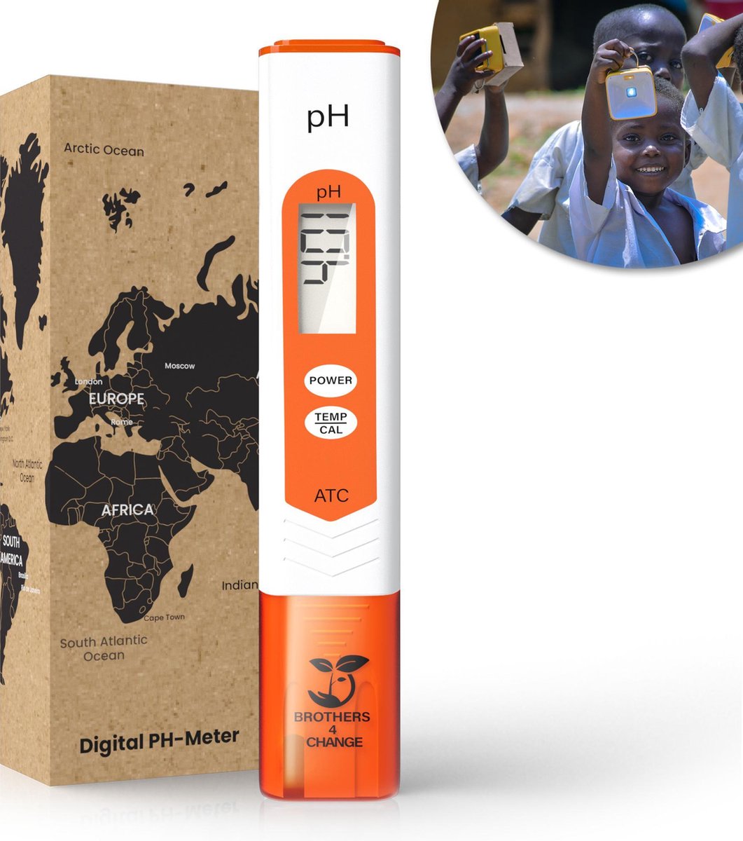 Brothers4Change Professionele ph meter - +INCL 3 kalibratie poeders - digitale ph meter- ph meter wa