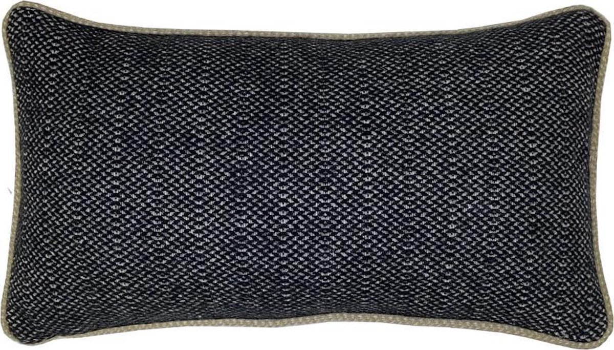 Raven black structure recycled wool rectangle cushion