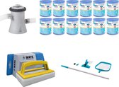 WAYS - Zwembad Onderhoud - Onderhoudsset & Filterpomp 1250 L/u & 12 Filters Type H & WAYS Scrubborstel