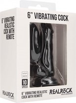 Vibrating Realistic Cock - 6" - With Scrotum - Black - Realistic Vibrators