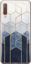 Samsung Galaxy A7 2018 siliconen hoesje - Geometrisch fade art - Soft Case Telefoonhoesje - Blauw - Print