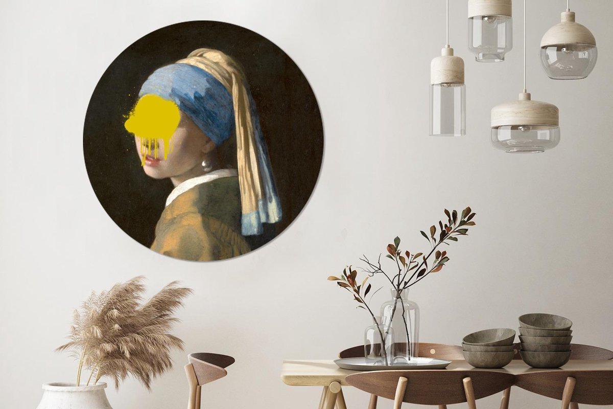 WallCircle - Schilderij - Meisje Met De Parel Vermeer - Multicolor