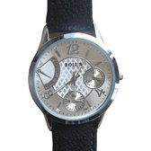 Horloge Bolun- zwart- leer- 4 cm-Charme Bijoux