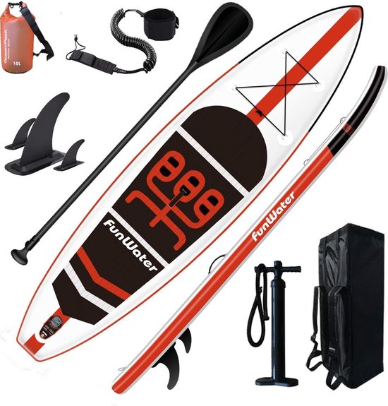 Funwater -SUP board set-Zwart/Oranje-335x84x15-Suppen-Supboard | bol.com