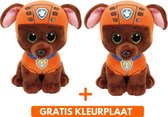 Ty Paw Patrol knuffel 2x zachte knuffels Zuma 15 cm met kleurplaat - schattig Kinder poppen speelgoed hondjes Nickelodeon