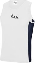 FitProWear Contrast Sporthemd Heren - Wit/Donkerblauw - Maat L - Sporthemd - Sportshirt - Mouwloos shirt - Sportkleding - Fitness hemd - Fitnesskleding - Singlet - Tanktop - Stringer - Sportt
