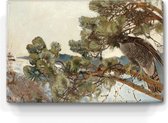 Peinture sur bois - Autour des palombes - Bruno Liljefors - 30 x 19,5 cm - Impression laque - Chef-d'œuvre verni à la main à exposer ou à accrocher