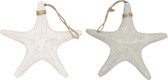 Decoratie Dijk Natural Collections Hanger Zeester Polyresine 2 Ass. Wit/Taupe 24,5 X 24,5 X 3,5Cm