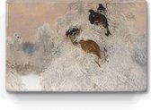 Peinture sur bois - Tétras noir dans un paysage d'hiver - Bruno Liljefors - 30 x 19,5 cm - Indiscernable de la vraie chose - Laqueprint.