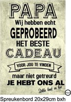 Spreukenbord Papa  We hebben geprobeerd - Tekst - Geschenk - Vaderdag - Verjaardag - Spreuk - Gepersonaliseerd - Cadeau - Handgemaakt