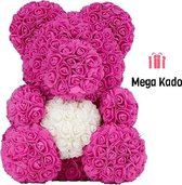 Mega Kado - Rozen beer in geschenkzak - Roze met hart - Rozenbeer - Moederdag - Valentijnsdag