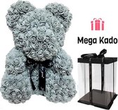 Mega Kado - Rozenbeer in luxe geschenkdoos grijs - Valentijnsdag - Moederdag - geschenk - cadeau - vaderdag
