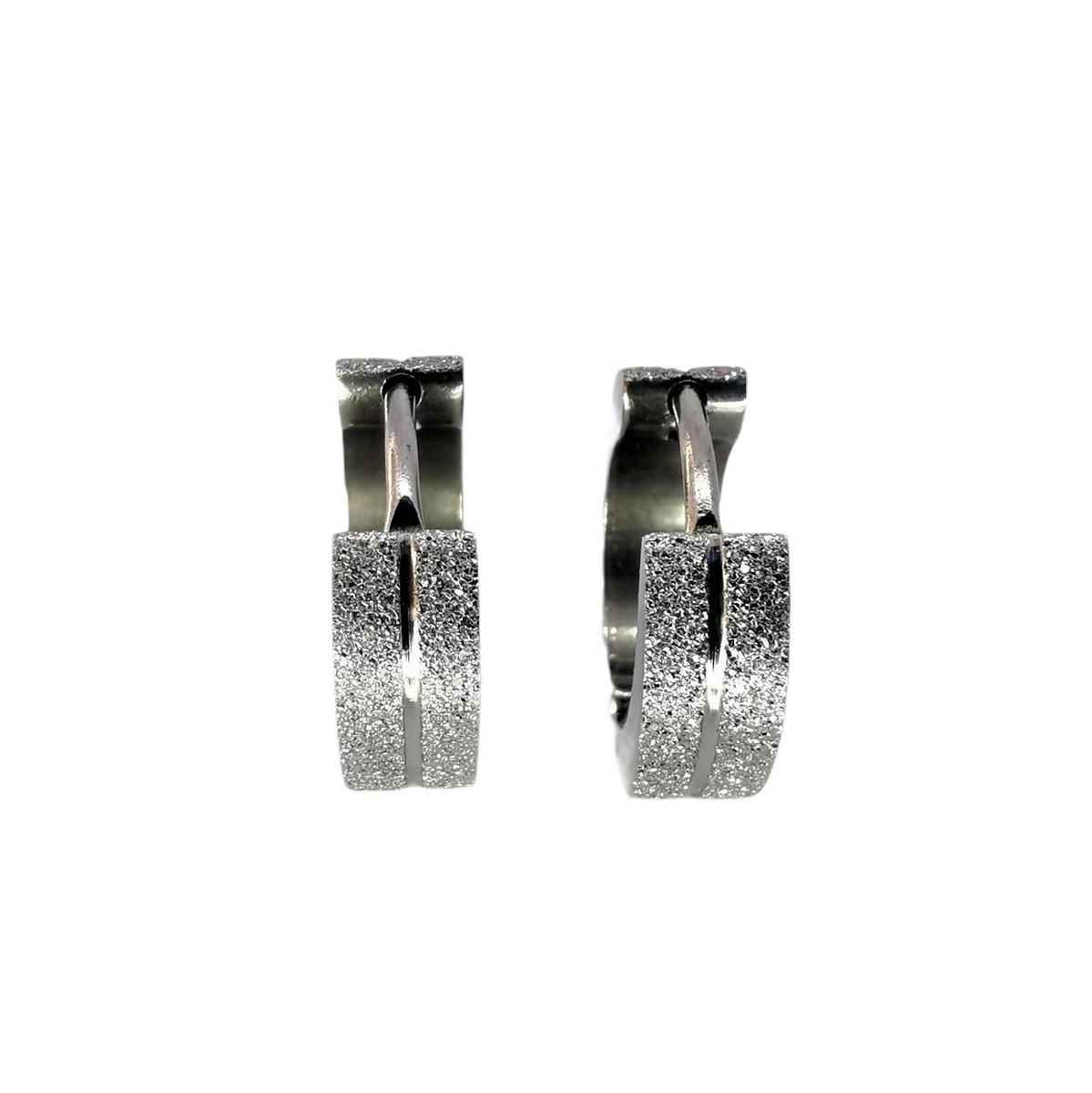 Ooroorringen chirurgisch staal zilver stardust en glans zilver streep in midden.