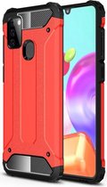 Samsung Galaxy A21s Hoesje Shock Proof Hybride Back Cover Rood