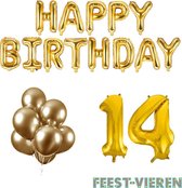 14 jaar Verjaardag Versiering Ballon Pakket Goud