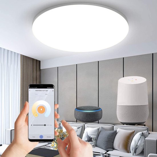 Design LED plafondlamp werkend met Alexa, Google Home en - Kleurveranderende... | bol.com