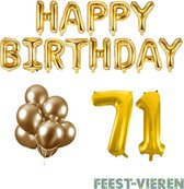 71 jaar Verjaardag Versiering Ballon Pakket Goud