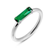 Twice As Nice Ring in edelstaal, baguette, smaragd kleur  52