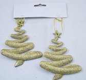 Kersthanger goud glitter 5 x 2 stuks. 12,5 x 9,5 cm