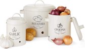 Opslagcontainerset, perfect als aardappelpot, knoflookpot of uienpot, de meest stijlvolle manier om groenten nog langer vers te houden