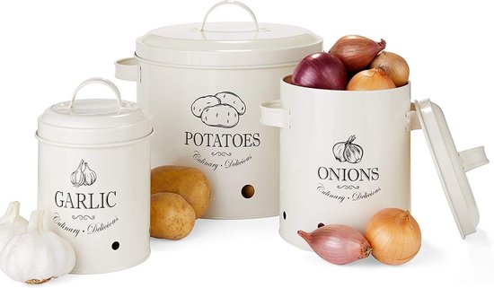 Opslagcontainerset, perfect als aardappelpot, knoflookpot of uienpot, de  meest... | bol.com