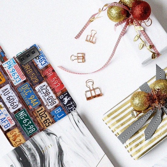 PU Premium Housse pour Samsung Galaxy S21 Plus Portefeuille Plaques D'Immatriculation