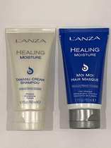 L'anza Travelset Healing Moisture TAMANU CREAM Shampoo & Moi Moi Haar Masque 50ml - drooghaar