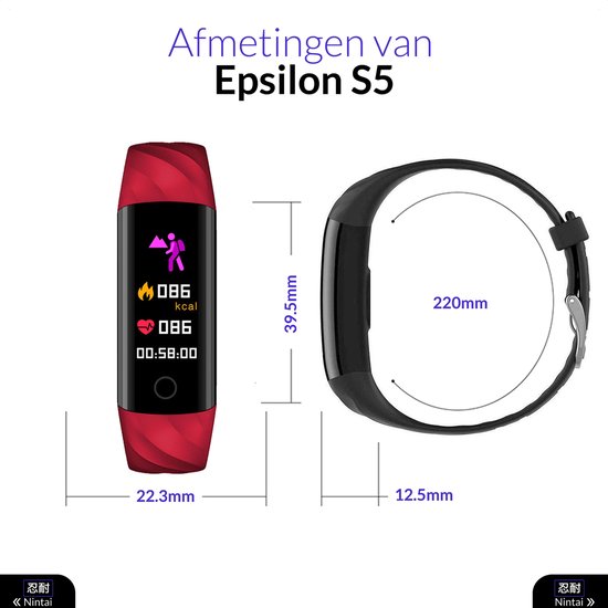 Activity Tracker Dames met Hartslagmeter Waterdicht Rood