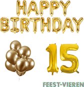 15 jaar Verjaardag Versiering Ballon Pakket Goud