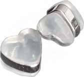 8 luxe silicone oorbelachterkantjes hart zilverkleur Charme Bijoux