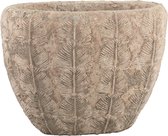 PTMD Liza keramiek pot oudroze blad patroon ovaal maat in cm: 38 x 18 x 29 - Rood