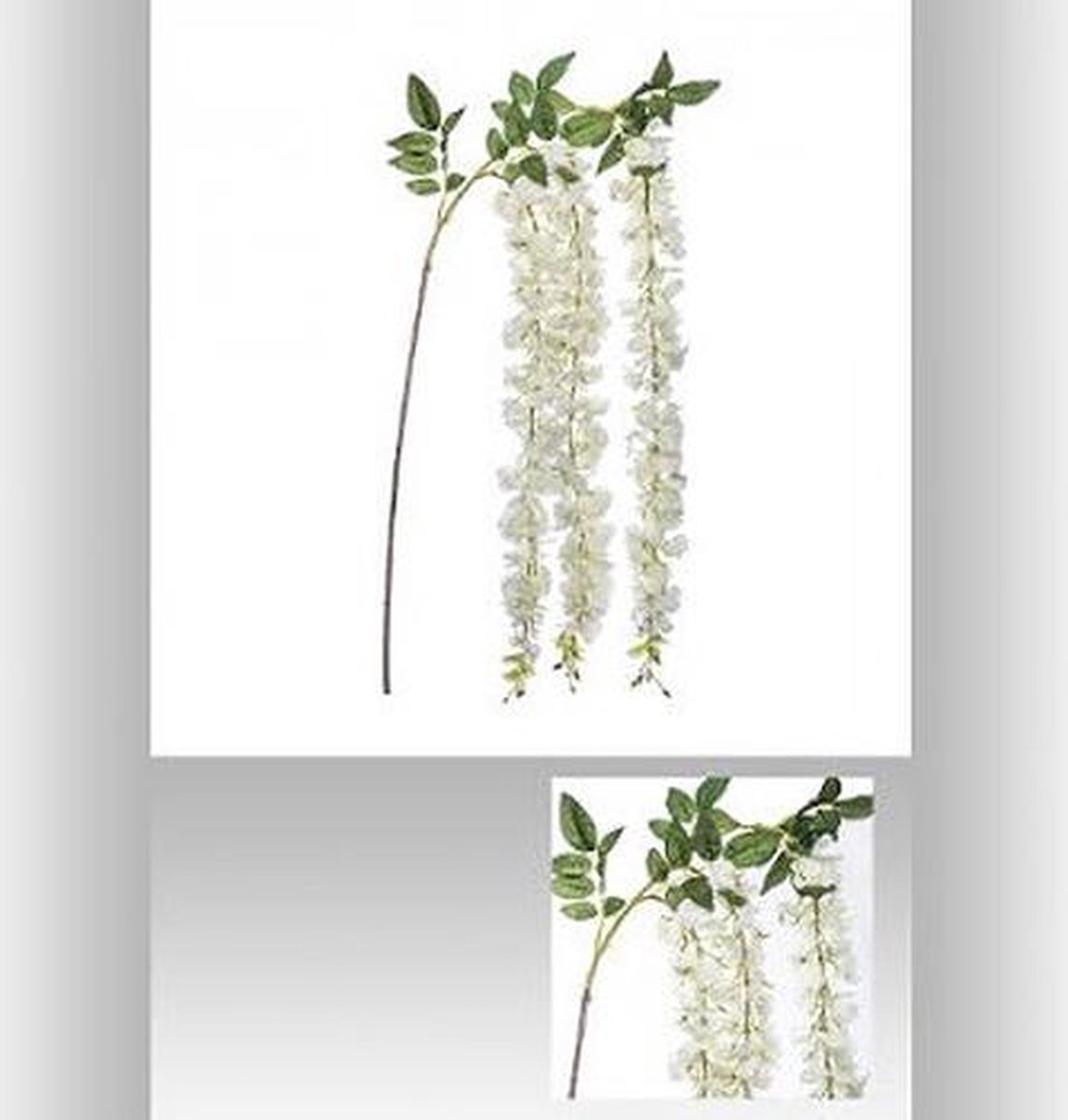 Kunstbloem witte regen stengel - Kersenbloesems - Hangende witte kunstbloemen - Luxuries Wisteria -  130cm  - wit